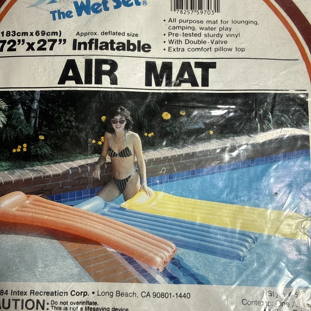 Vintage Original 1984 Wet Set Inflatable Vinyl Air Mat Pool Float 72